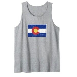 Women's Colorado Flag State Vintage Style T-Shirt Tank Top Size M gray.